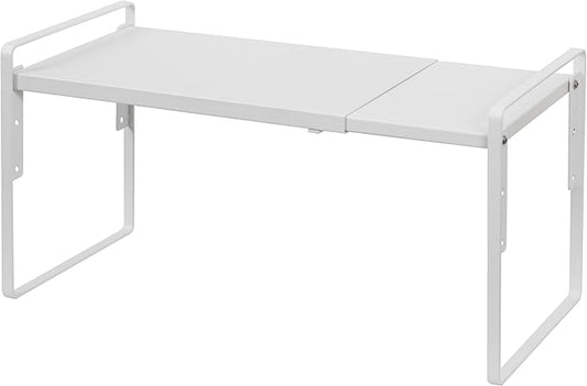 Nxconsu Cabinet Shelf Riser, Adjustable Cabinet Organizer, 8.6" Deep White | Heavy-Duty Metal Expandable Shelf Holds 50 lb with 3 Height Levels for Kitchen Cabinet Cupboard Pantry Dish Mug by Nxconsu