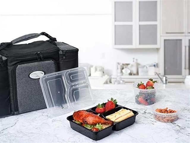 [150Pack] 32oz Meal Prep Containers, Black Plastic Container, 3 Compartment Lunch Box, Bento Box, To go Food packaging, Reuseable - Image 6