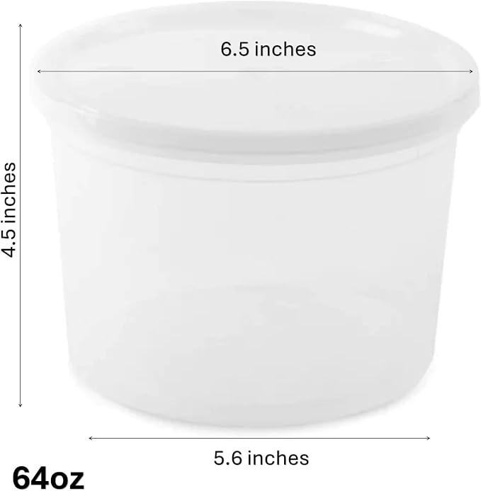 64 Oz Heavyweight Plastic Deli Containers with Airtight Lids | BPA Free Storage Cups for Soup Meal Prep Leftovers Takeout | Microwave Freezer Safe Reusable Containers | 50 Pack - Image 2
