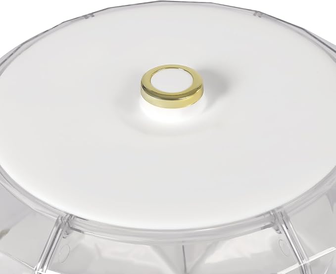 360° Rotating Grain Dispenser With 6 Grids, 13.2lbs Large Capacity Grain Dispenser Rotating Kitchen Storage Containers With Sealed Lid For Peanut Barley Millet And Cereal (White,Gold, 13.2 lbs) - Image 8