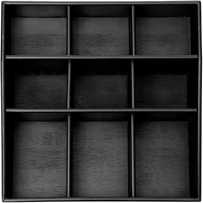 Restaurantware-11.75 x 5.5 Inch Coffee Condiment Organizer, 1 Square Creamer Organizer - 9 Compartments, Break-Resistant, Black Bamboo Coffee Accessory Caddy, Won't Chip, For Sugar Packets & Creamers - Image 12