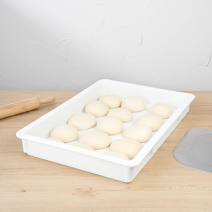 26 x 18 x 3 Inch Proofing Boxes, 10 Rectangle Dough Boxes - Stackable, Dishwasher-Safe, White Plastic Pizza Dough Boxes, Durable, Lids Sold Separately - Image 3