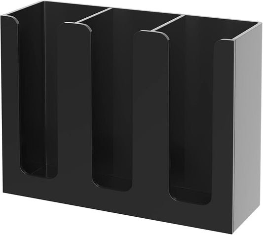 KOTEMON Acrylic Cup and Lid Holder, 3 Compartment, Disposable Coffee Cup Dispenser Cup Storage Organizer, Black by KOTEMON