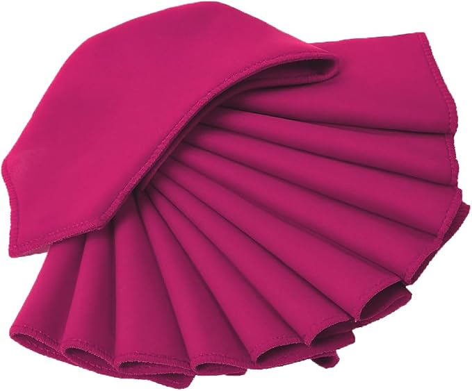 Pack of 12 PCS Cloth Napkins 17x17 inch Washable Polyester Dinner Napkins Soft Table Napkins for Wedding Party Dining Banquet Bistro Decoration - Magenta - Image 4