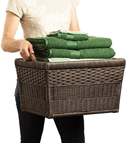 The Basket Lady Lift-Off Lid Wicker Storage Basket, L, Walnut Brown | Outside: 24.5" L x 18" W x 17.5" H | Inside: 21.5"L x 15.5"W x 14"H - Handcrafted by artisans from natural rattan - Image 9