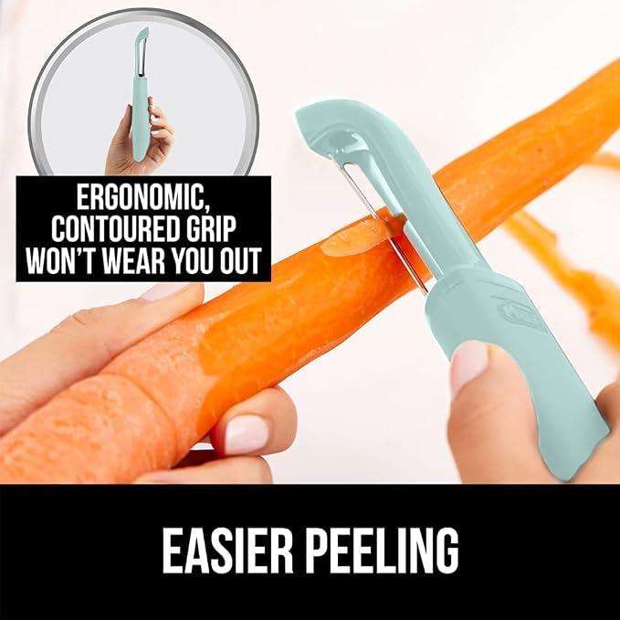 Gorilla Grip Silicone Oven Mitts Set of 2 and Vegetable Peeler, Both in Mint Color, Oven Mitts Have Soft Quilted Lining, Peeler Has Swivel Blade, 2 Item Bundle - Image 8