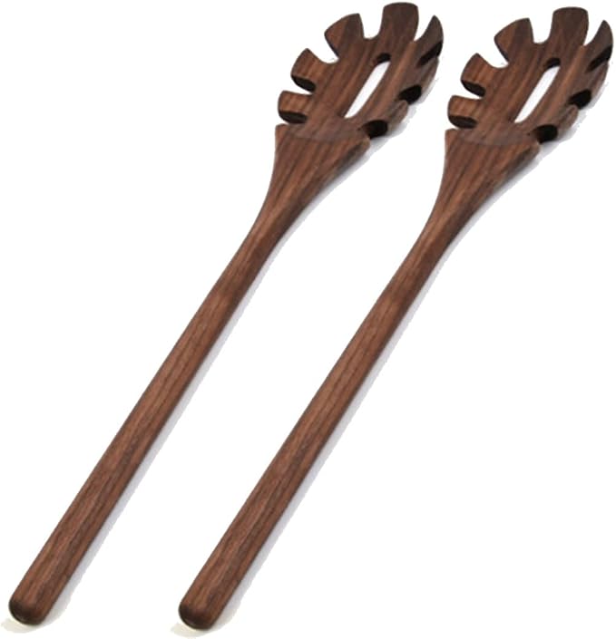 Black Walnut Kitchen Utensils Set,Handmade Natural Walnut Solid Spoon, Slotted Spoon, Spaghetti Server, Spatula, Slotted Spatula,2 Spaghetti Server by FiunkesLightFixture