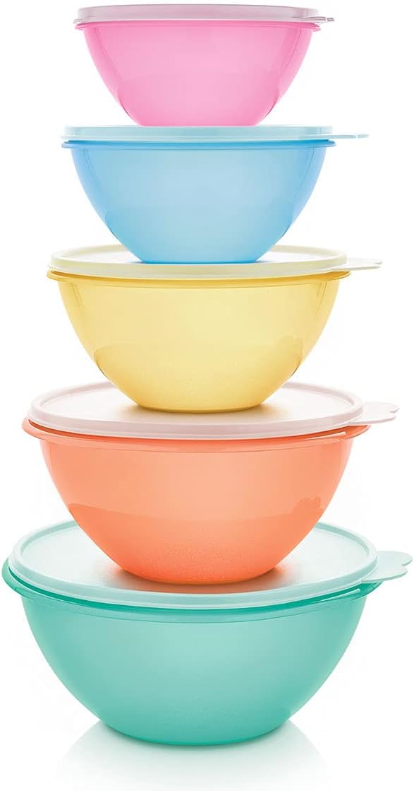 New Tupperware NewTupperware Classic Wonderlier Mixing Bowl Set of 5 ,Multicolor by Tupperware