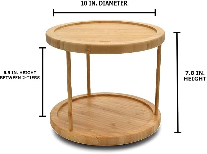 YBM Home Bamboo Wooden Non-Skid Spinner for Kitchen, Pantry, Fridge, Cupboards, or Counter Organizing, Fully Rotating Organizer - Image 2
