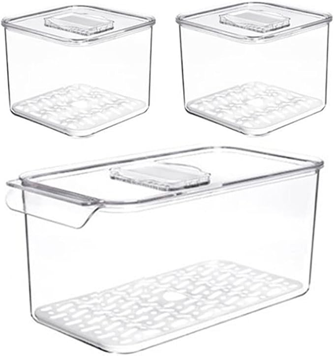 SANNO Fridge Produce Saver Food Storage Bin Containers, Refrigerator Food Fruit Vegetables storage Produce Saver Produce Saver Containers, Stackable Freezer Fridge - Image 5