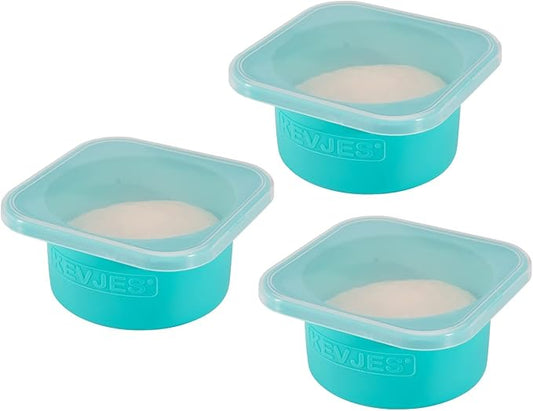500ml Individual Dough Storage Vessels with Airtight Lid – Ideal for Neapolitan Pizza Round Dough Ball Cold Fermentation, Food Grade Silicone, Freezer & Dishwasher Safe – 3 Pack (Blue) by kevjes