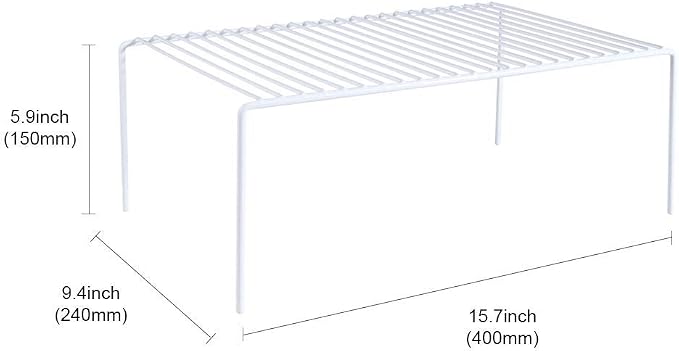 Redrubbit Large (15.7 x 9.4 Inch) Cabinet Storage Shelf Rack, Set of 6, Rustproof, Minimalist, White, Metal Steel, 6 Shelves, Kitchen, Bathroom, Bedroom, Freestanding, No Assembly Required - Image 3