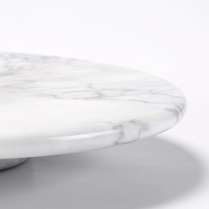 jalz jalz 12'' Marble Lazy Susan for Countertop Kitchen Turntable Storage Turner countertop Organizer Convenient Serving Rotation Spinning Tabletop Organizer Swiveling Serving Tray Revolving Platter | 12-inch natural marble spinning organizer. Smooth 3... - Image 6