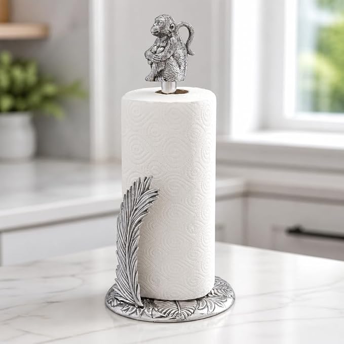 Arthur Court Monkey Paper Towel Holder - Aluminum Safari Design - 15 Inch Tall Countertop Accessory - Image 7