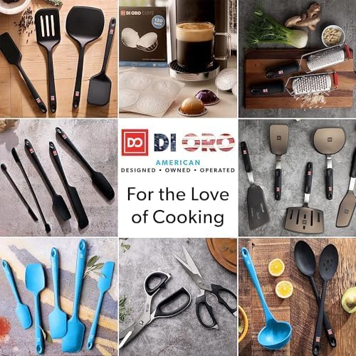 DI ORO Silicone Spatula Set - Rubber Kitchen Spatulas for Baking, Cooking, & Mixing - 600°F Heat-Resistant & BPA Free Silicone Scraper Spatulas for Nonstick Cookware - Dishwasher Safe (5pc, Blue) - Image 8