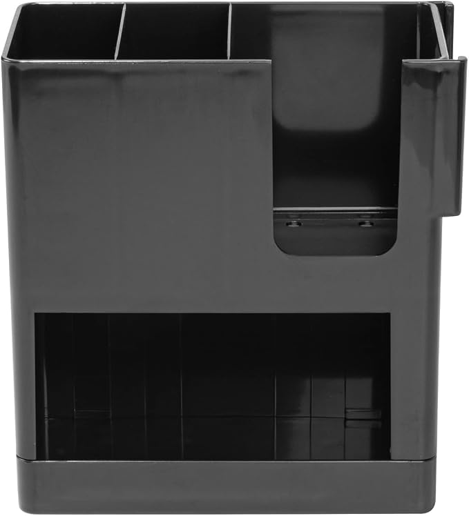 Restaurantware Restpresso Coffee Bar Organizer, 1 Count Durable 4 Compartments, Compact Size, Black Plastic Tabletop Coffee Supplies Organizer For Homes, Office Spaces, Breakrooms, and Lounges - Image 2