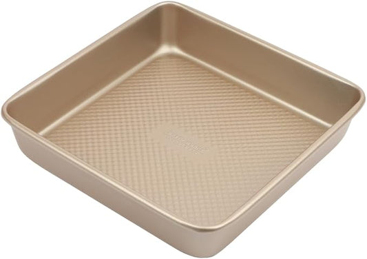 David Burke 9" Square Bake Pan, Carbon Steel, Non-Stick, PFTE & PFOA Free, Oven Safe – Bronze by David+Burke