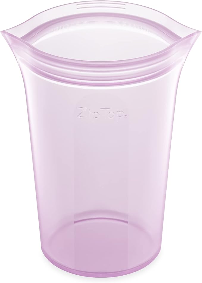 Zip Top Reusable Food Storage Bags | Large Cup [Lavender] | Silicone Meal Prep Container | Microwave, Dishwasher and Freezer Safe | Made in the USA by ZipTop