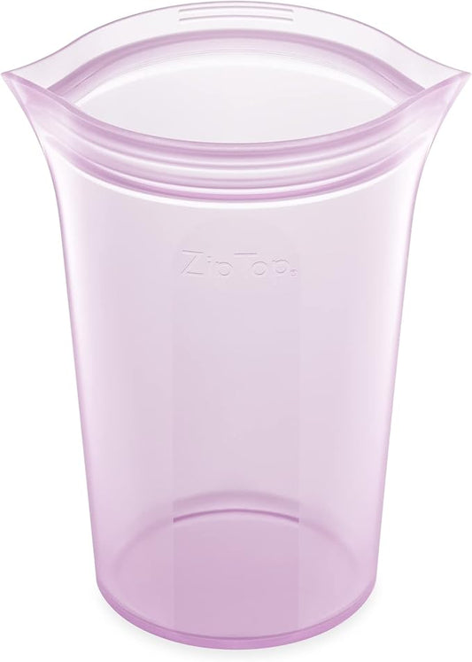 Zip Top Reusable Food Storage Bags | Large Cup [Lavender] | Silicone Meal Prep Container | Microwave, Dishwasher and Freezer Safe | Made in the USA by ZipTop