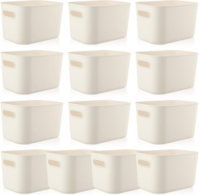 Zopeal Plastic Storage Bins 10 Pcs White Pantry Organizer Bins Small Baskets Storage Containers for Home Kitchen (10 x 7 x 6 Inch) by Zopeal