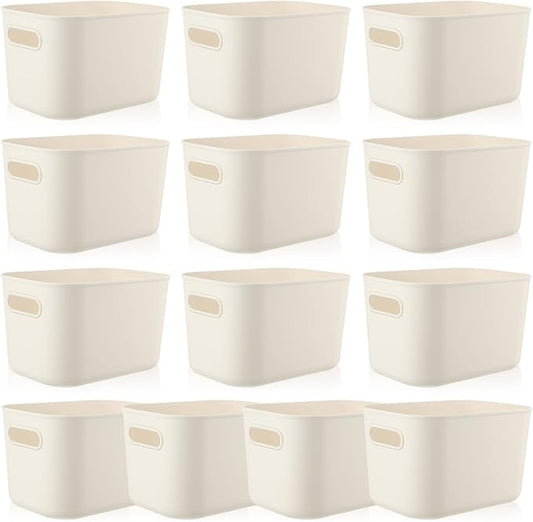 Zopeal Plastic Storage Bins 10 Pcs White Pantry Organizer Bins Small Baskets Storage Containers for Home Kitchen (10 x 7 x 6 Inch) by Zopeal