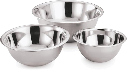 YBM HOME Stainless Steel Mixing Bowls Set of 3 – Nested Kitchen Prep Bowls for Baking, Cooking, Dough Mixing & Salad Serving (3, 5, 8 Quart Bowls Included) by YBMHome