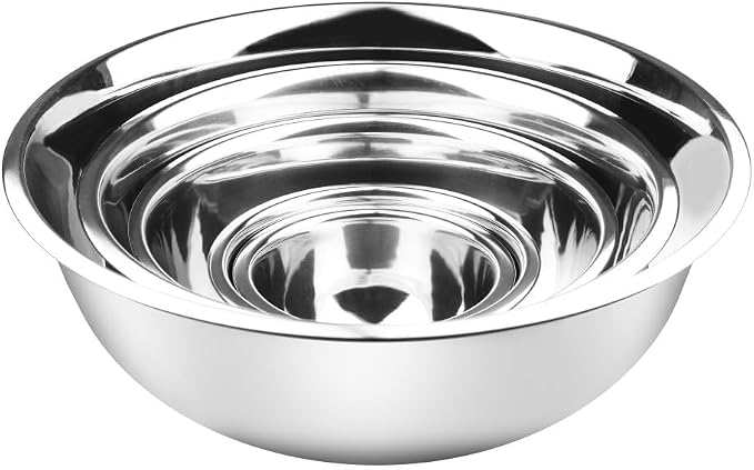 YBM HOME Stainless Steel Mixing Bowls Set of 5 – Nested Kitchen Prep Bowls for Baking, Cooking, Dough Mixing & Salad Serving (0.75, 1.5, 3, 5, 8 Quart Bowls Included) - Image 4