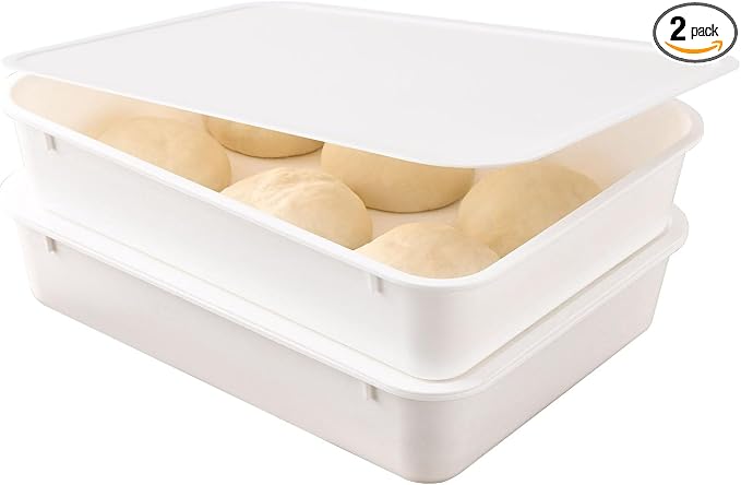 2 Pack Pizza Dough Proofing Box, Pizza Storage Container，Food Storage Containers with Lids，Pizza Pack Container Expandable，Bread Proofing Box，Stackable Commercial Quality Trays with Covers by Unknown