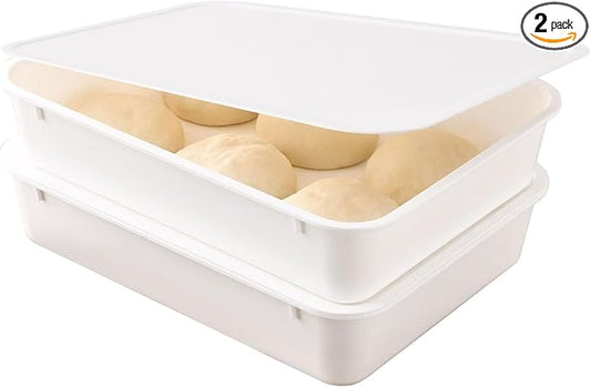2 Pack Pizza Dough Proofing Box, Pizza Storage Container，Food Storage Containers with Lids，Pizza Pack Container Expandable，Bread Proofing Box，Stackable Commercial Quality Trays with Covers by Unknown