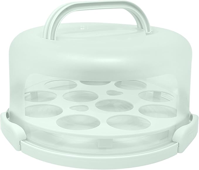 Kivi Cake Carrier with Lid and Handle – Practical Cake Holder with Lid and Sturdy Clamps – Multipurpose Cake Container 10 Inch - Cupcake Carrier fits 11 Cupcakes - Dishwasher Safe by Kivi