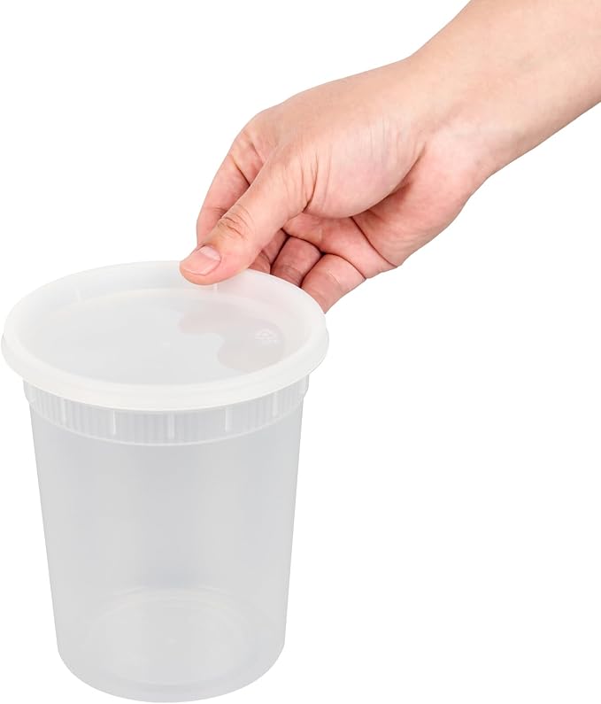 Asporto 32 Ounce To Go Boxes, 25 Microwavable Round Soup Containers - Clear Plastic Lids Included, Do Not Contain BPA, Clear Plastic Catering Food Containers, Disposable - Restaurantware - Image 7