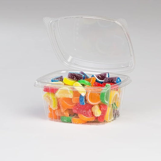 16 oz. Tall RPET Clear Hinged Deli Meal Prep Fruit Salad Display Food Storage Containers | 200/Case by Unknown
