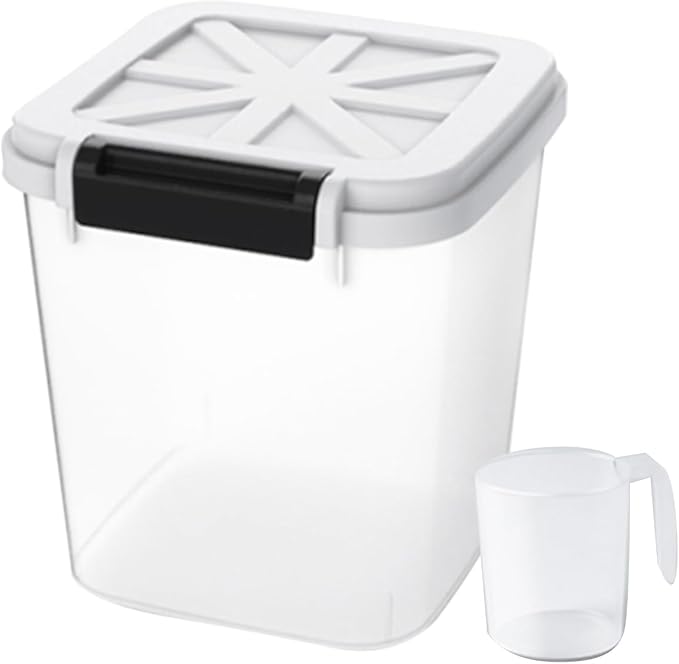 20 LB Rice Storage Container with Measuring Cup, BPA free, For Rice | Grain | Pet Food | Flour, 1 count, Clear & Black by HANAMYA