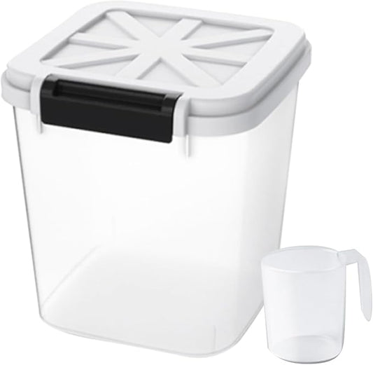 20 LB Rice Storage Container with Measuring Cup, BPA free, For Rice | Grain | Pet Food | Flour, 1 count, Clear & Black by HANAMYA