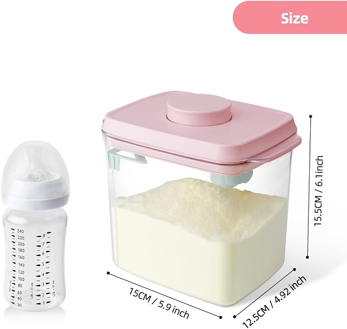 Formula Container - 1700ml Airtight Formula Dispenser One Button Handy Milk Powder Container BPA-Free Storage Containers with Scoop and Scraper Transparent 730g - Image 6