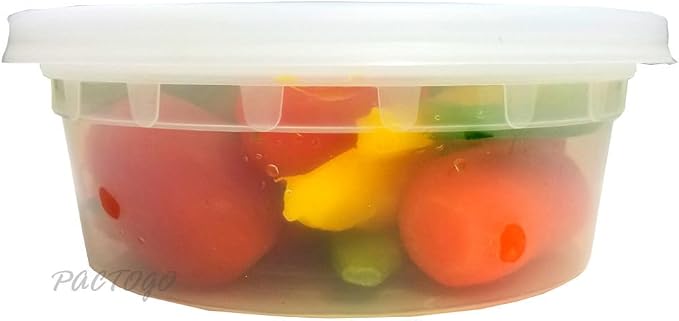 8 oz. Heavy Duty Round Deli Food Soup Plastic Container w/Lid 100% BPA Free (Pack of 24 Sets) - Image 5