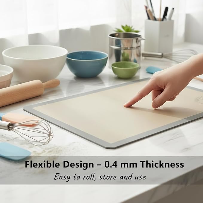 Silicone Baking Mats - Full Size Baking Sheet Liners, Pack of 2, Gray | Oven Safe, Non-Stick Silicone Baking Sheet Liner, Perfect For Baking Macarons Cookies, Pastry & Cakes, 16 x 24 in (40x60 cm) - Image 4