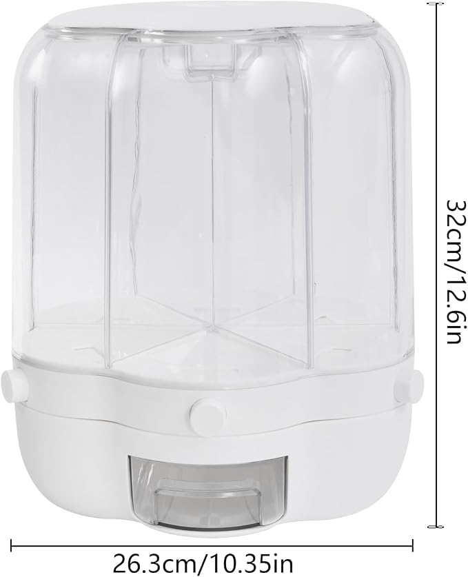 360° Rotating Grain Dispenser with 6 Grids, 27lbs Large Capacity Grain Dispenser Rotating Kitchen Storage Containers With Sealed Lid for Cereals, Oatmeal and Candy - Image 5