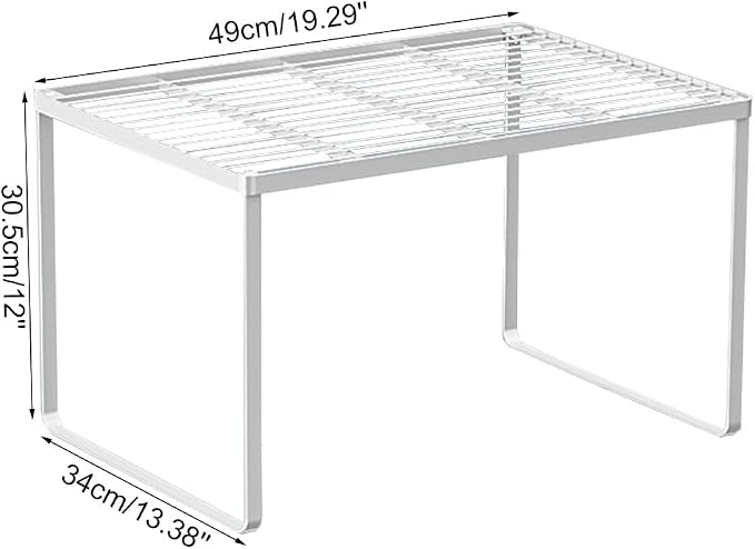 Kitchen Cabinet Storage Shelf Stackable Wire Spice Rack Organizer Heavy Duty Space Saver for Bathroom Bedroom Closet Laundry Room Office Countertop - White, Pack 1 - Image 2