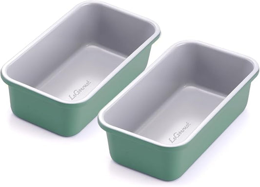 LeGourmet Nonstick Bread Loaf Pan 9 X 5 Inch, Ceramic Coating, Non-Toxic, Rust Resistant Aluminized Steel, Perfect 1 lb Baking Dish for Meatloaf, Pound Cake & Brownie (Rosemary 2pcs) by Home