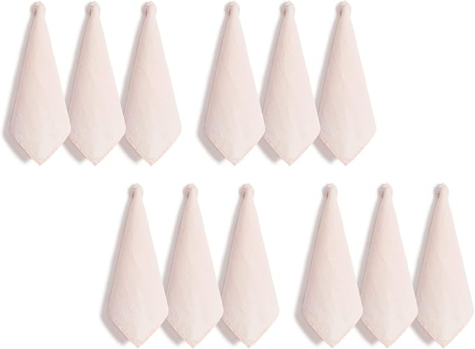 Linen World Linen Kitchen Towels Set of 12,Decorative 14 x 14 Inch,Stone Washed European Flax Dish Towels,Blush Pink by LLinenWorld