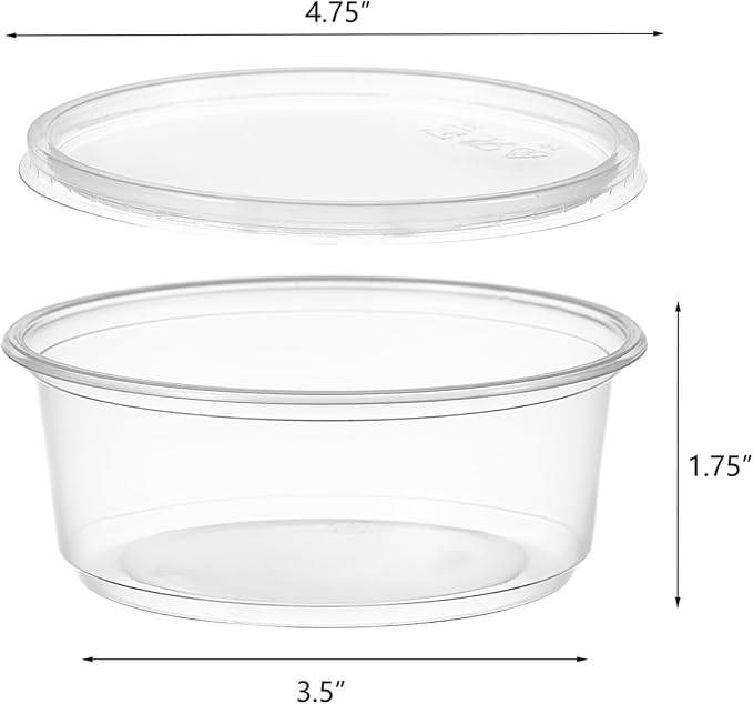 150 Set - 8 oz. Plastic Deli Food Storage Containers With Lids Disposable Clear Small Togo Containers - Image 2