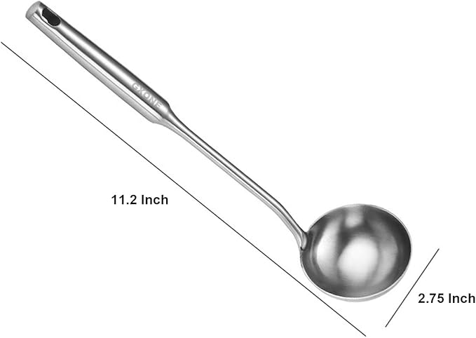 Soup Ladle,304 Stainless Steel Cooking Ladle with Long Handle,3.9 Inch | Large soup ladle,cooking spoon for wok,for serving soups and stew - Image 2