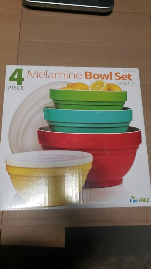 Melamine Mixing Bowl Set with Lids, 4 Pieces - Image 2