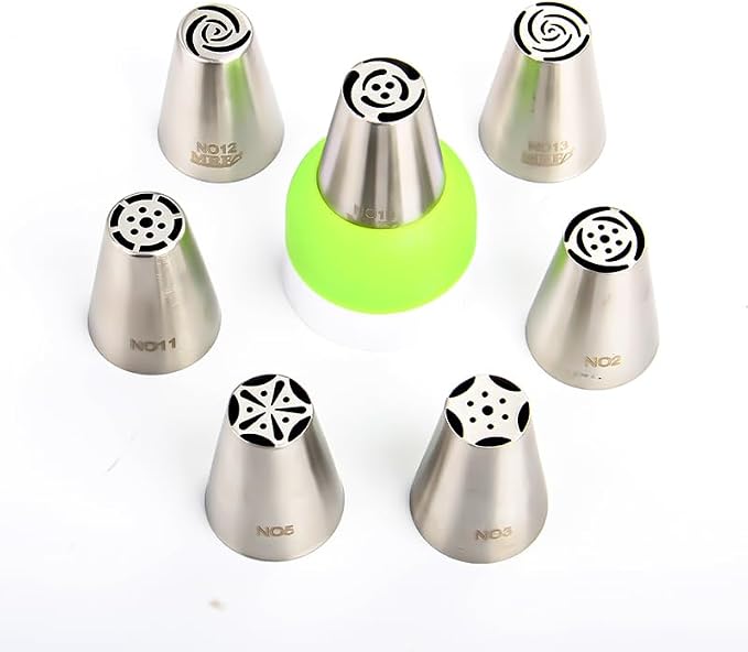 Stainless Steel Small Russian Tulip Flower Icing Tips Kit, 8 Pcs Set | Stainless Steel Icing Tips, Seamless Welding,Box Package - Image 3