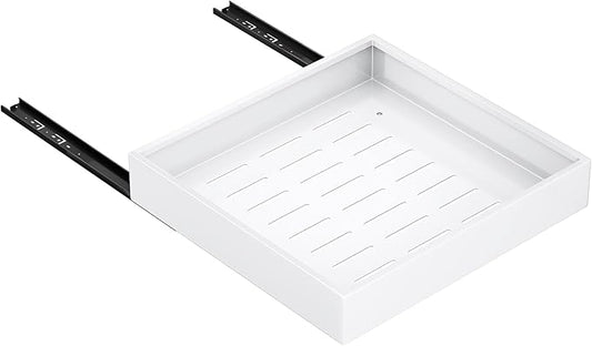 Pull out Cabinet Organizer,21"Deep, 20"Wide Heavy Duty Full-Extension Slide out Drawers Fixed with Nano Adhesive,Roll Out Shelves Sliding Cabinet for Kitchen,Bathroom,Pantry,under sink Storage(White) by Kitstorack