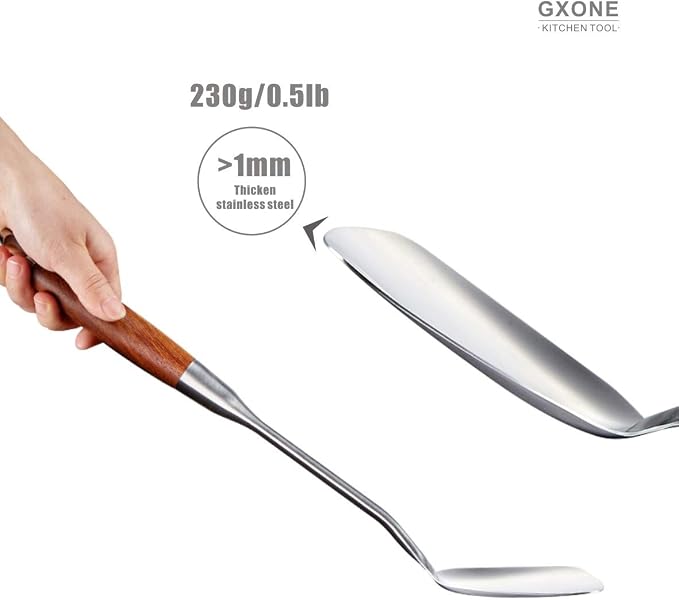 Chinese Wok Spatula, 304 Stainless Steel,with Wooden Handle, 15.7 Inch | kitchen utensils for cooking,for Metal wok/cast iron pan,cooking tools - Image 4
