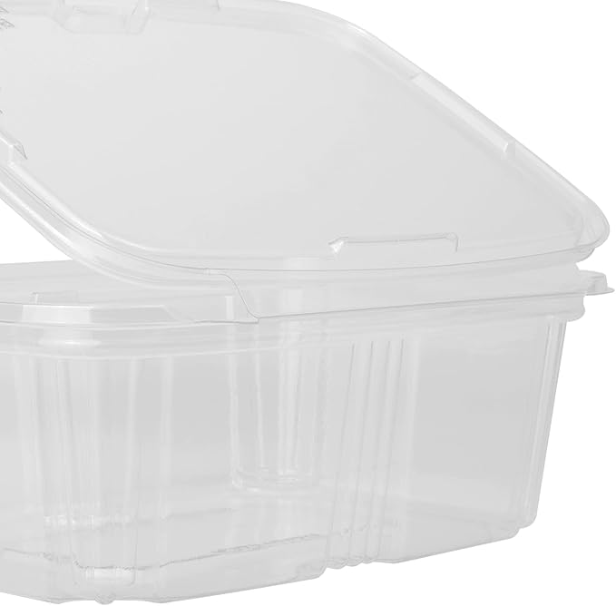 Karat 32oz PET Tamper Resistant Hinged Deli Container [200 ct] - Plastic Clamshell Food Containers, Easy Open Pull-Tab for Restaurants & Takeout - Image 5