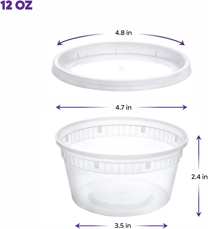 [Case of 240 12 oz. Plastic Food Storage Deli Containers with Lids - Perfect for Storing Soups, Sauces, and Snacks - Image 2