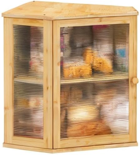 viewcare Corner Bread Box for Kitchen Counter, Bamboo Wood Large Capacity Bread Storage Bin with Acrylic Wavy Door Panel (Natural, Extra Large) - Image 9